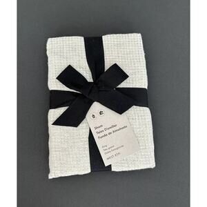 West Elm Flax Linen King Pillow Sham White Ivory Mini Waffle Size 36 X 20